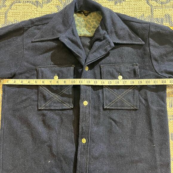 VTG 70's Sears Navy Button Up Americana Firefighter Patch SZ L - Picture 4 of 8